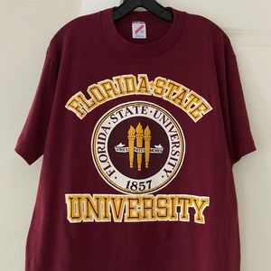 Vintage 90s FSU Florida State University 1991 Single Stitch Jerzees Tee